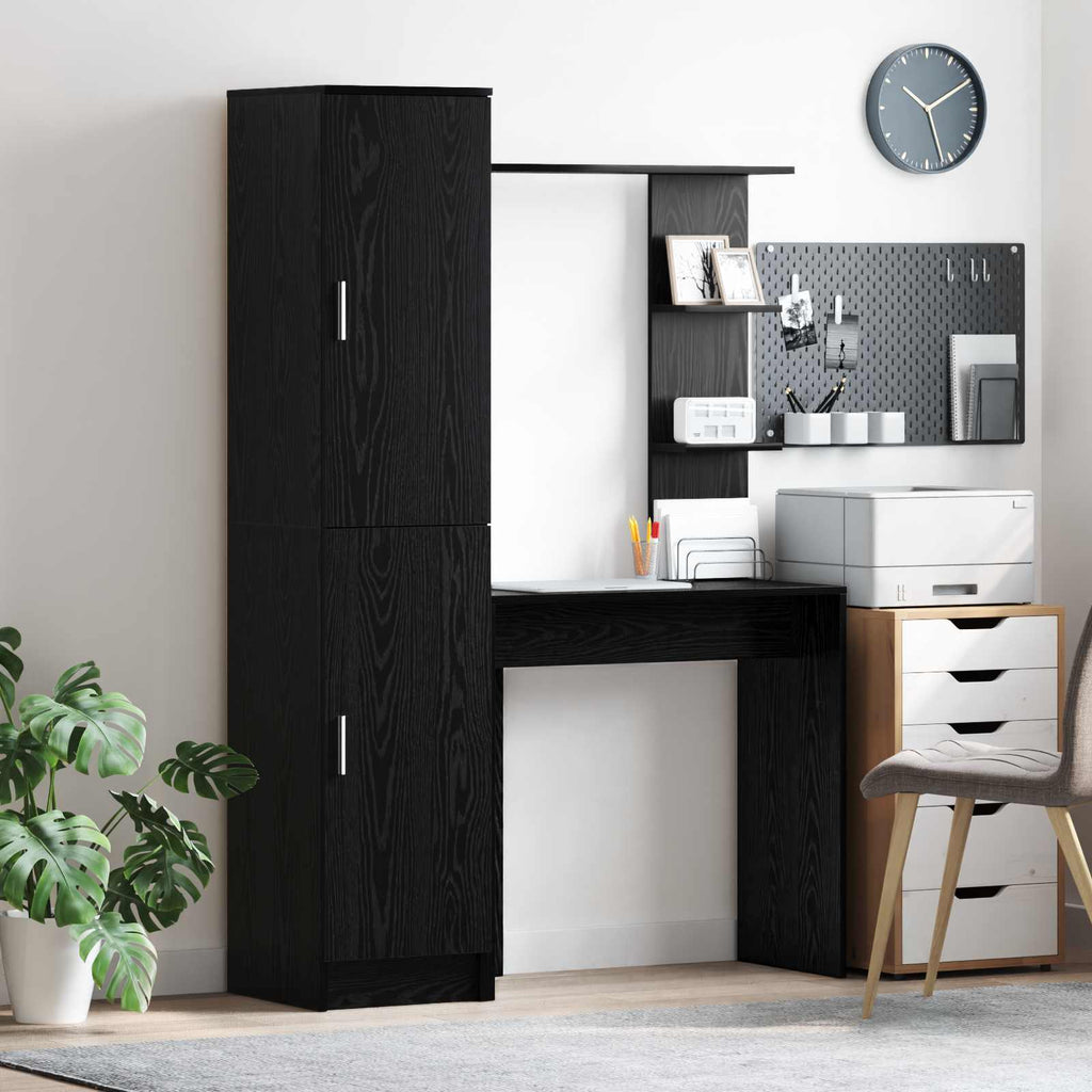 vidaXL Biurko 2 pcs Czarny Dąb