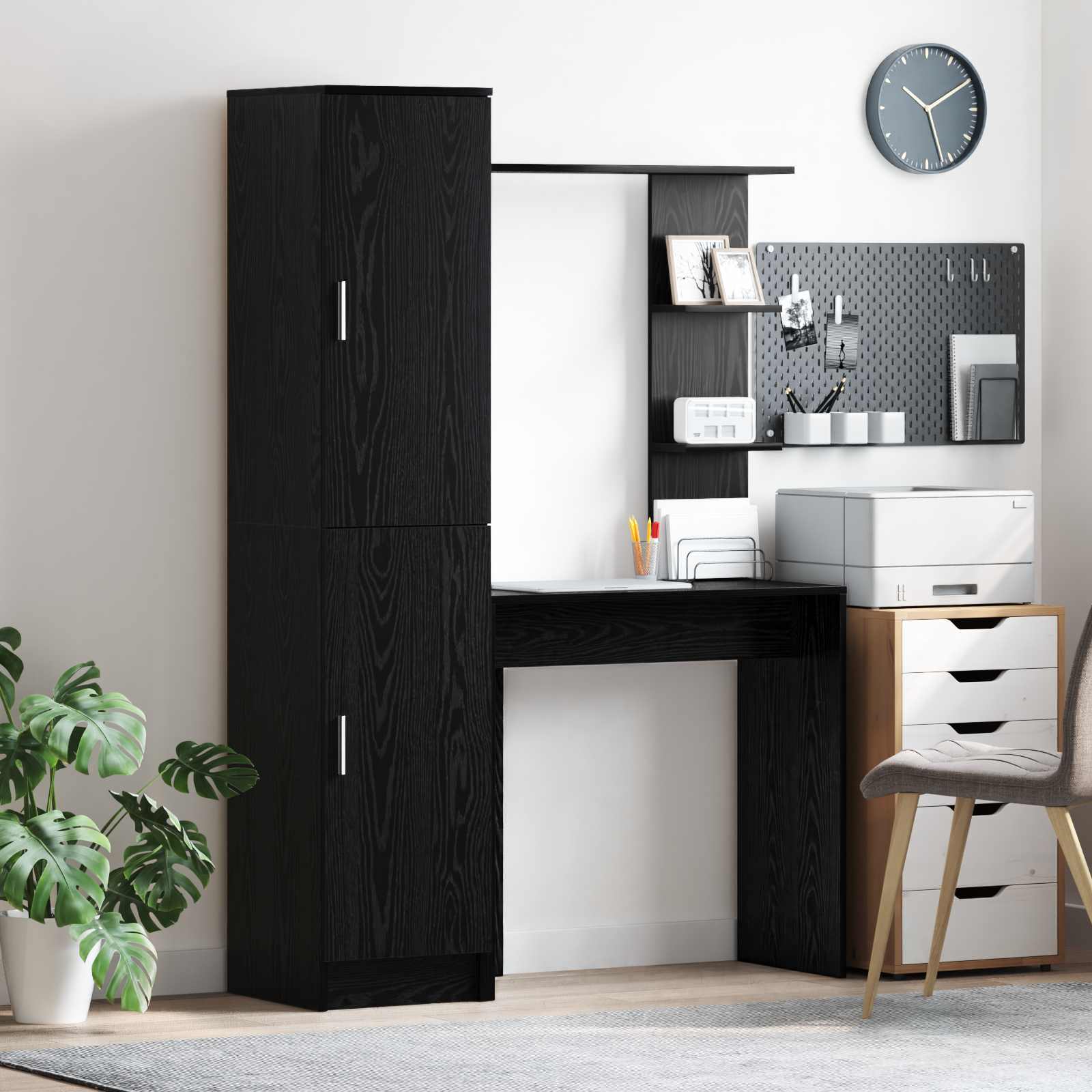 vidaXL Biurko 2 pcs Czarny Dąb