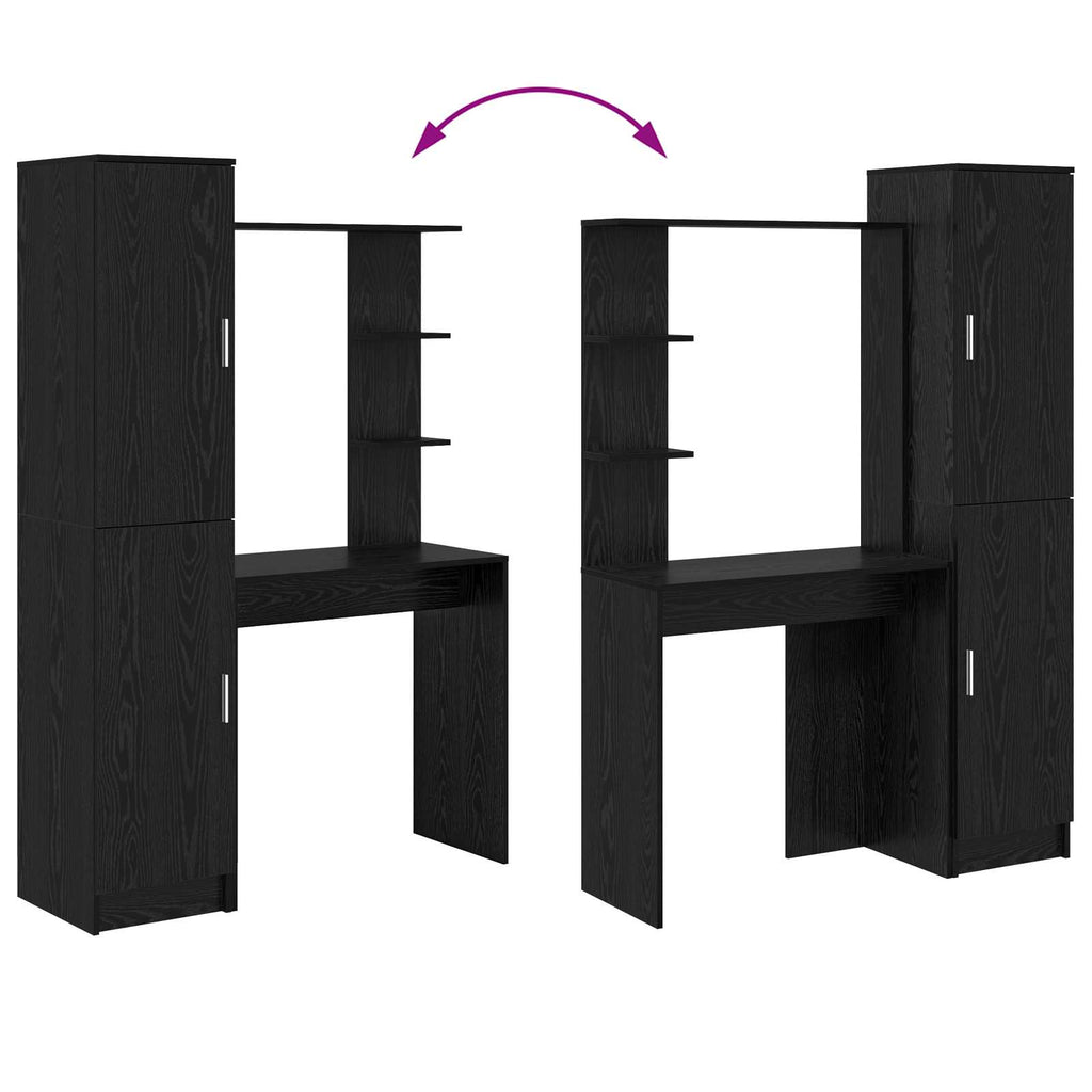 vidaXL Biurko 2 pcs Czarny Dąb