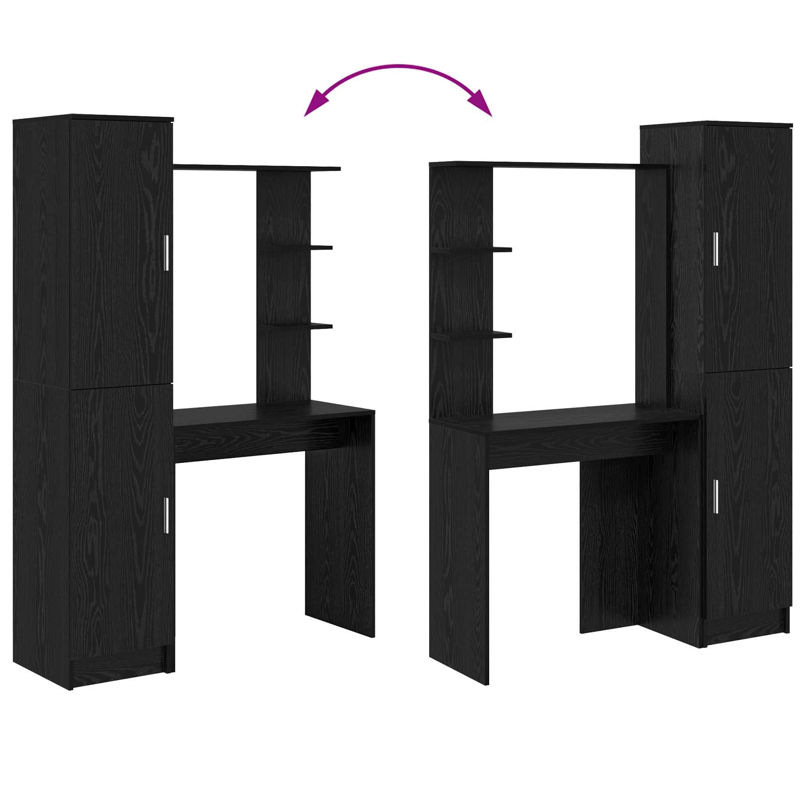 vidaXL Biurko 2 pcs Czarny Dąb