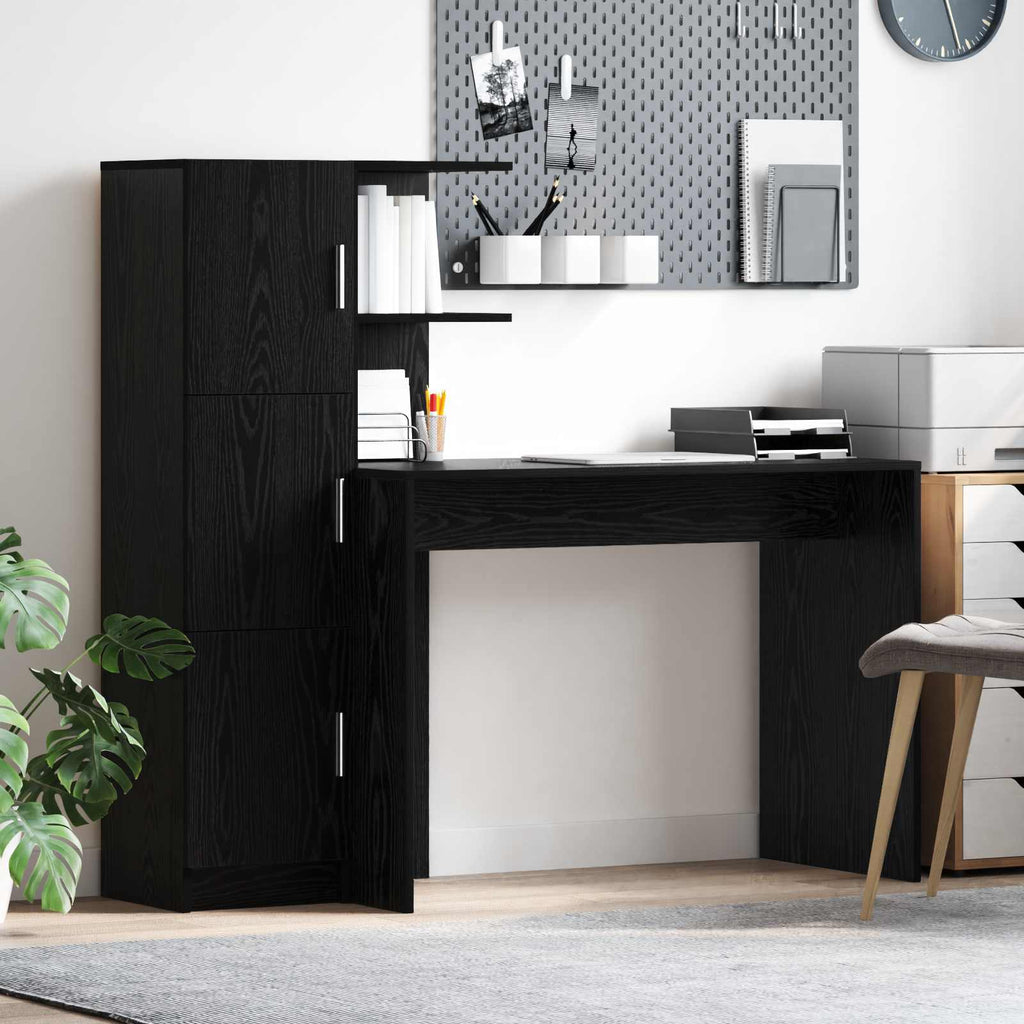 vidaXL Biurko 2 pcs Czarny Dąb