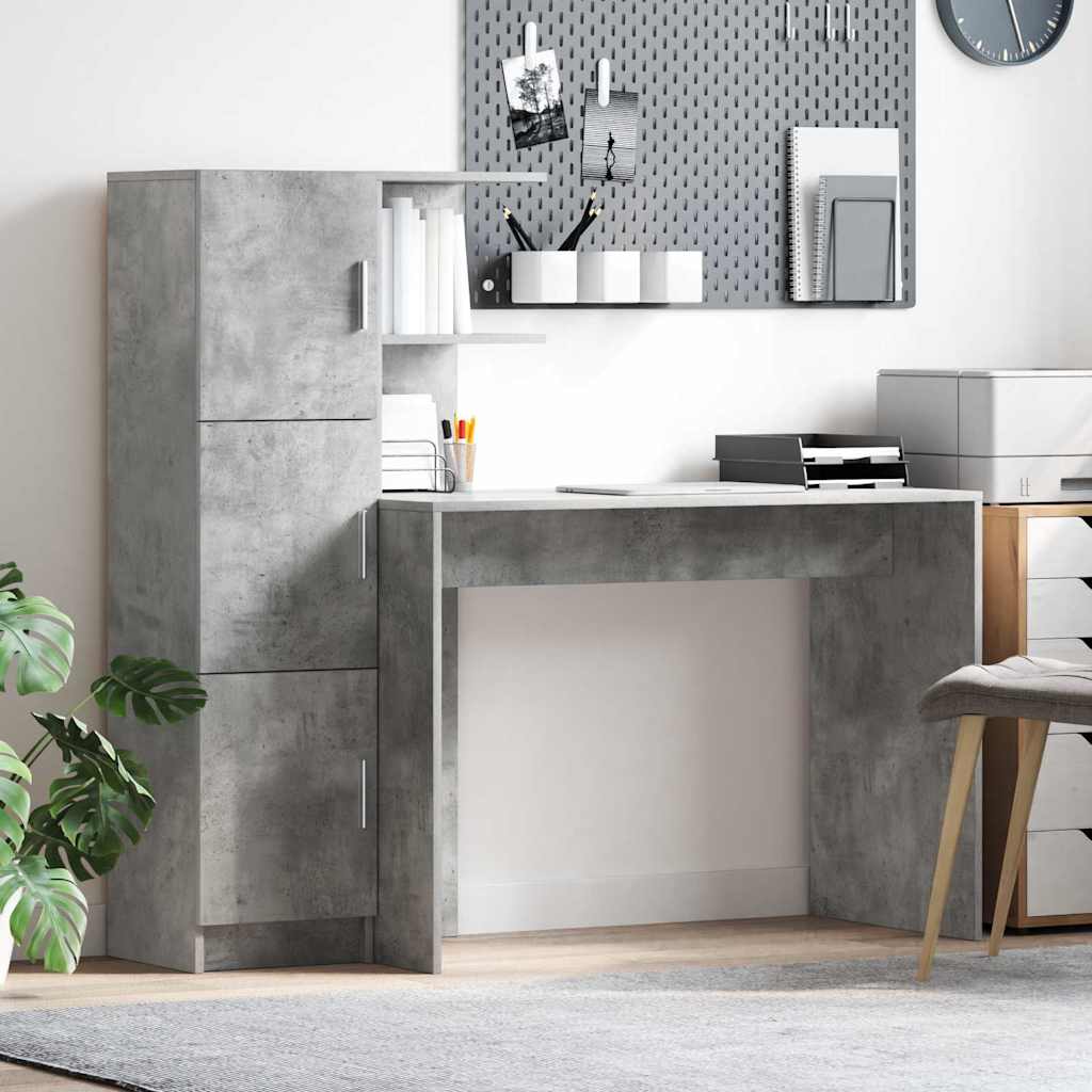 vidaXL Biurko 2 pcs Betonowy szary
