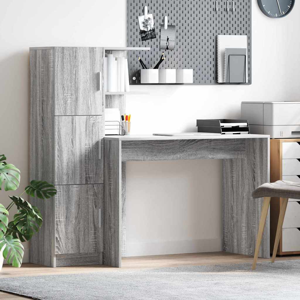 vidaXL Biurko 2 pcs Szary Sonoma