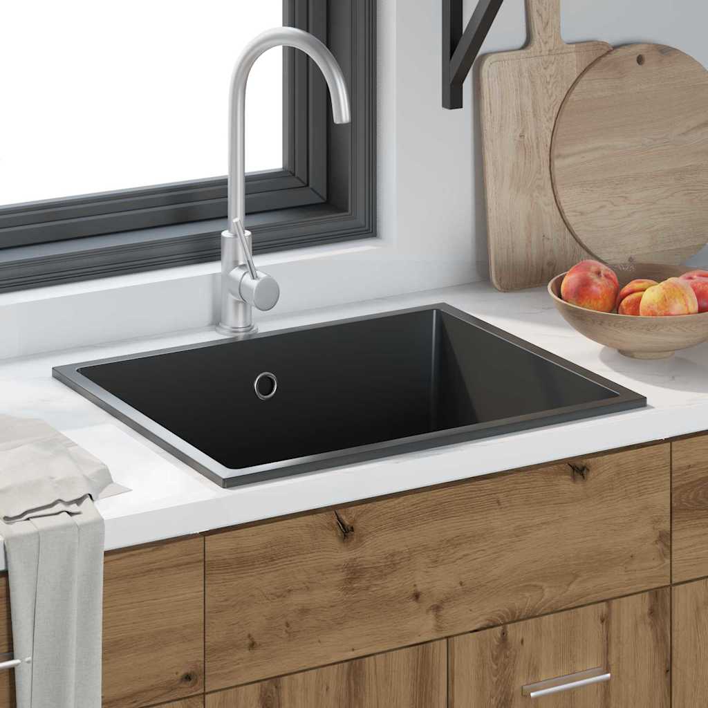 vidaXL Zlew kuchenny Czarny 54 x 44 x 20 cm Granit