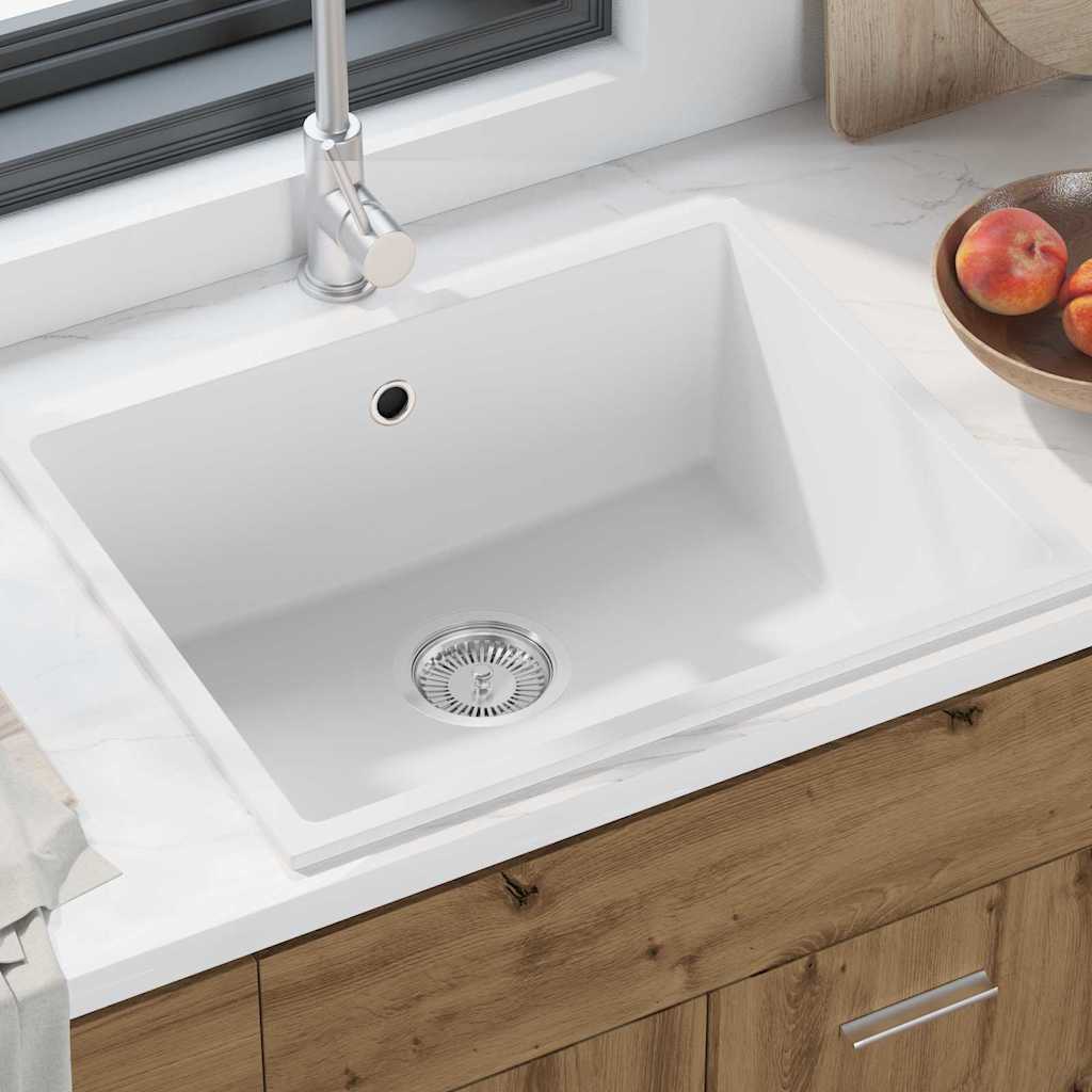 vidaXL Zlew kuchenny Biały 54 x 44 x 20 cm Granit