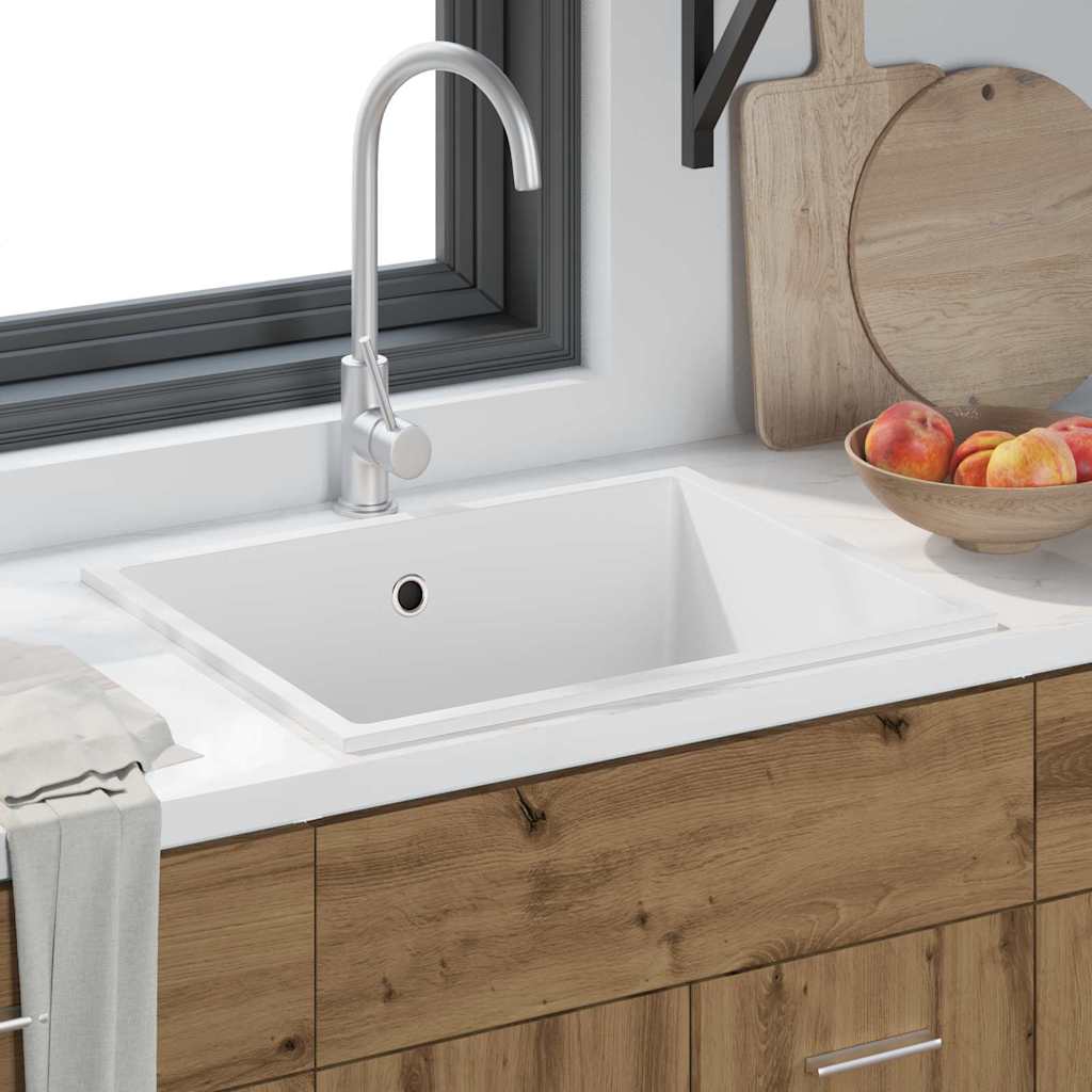 vidaXL Zlew kuchenny Biały 54 x 44 x 20 cm Granit