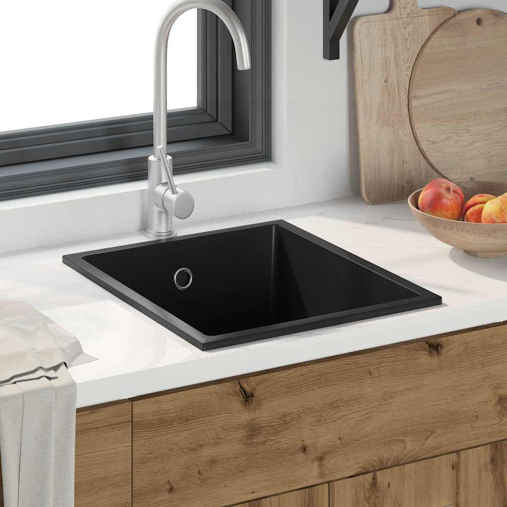 vidaXL Zlew kuchenny Czarny 38 x 44 x 20 cm Granit