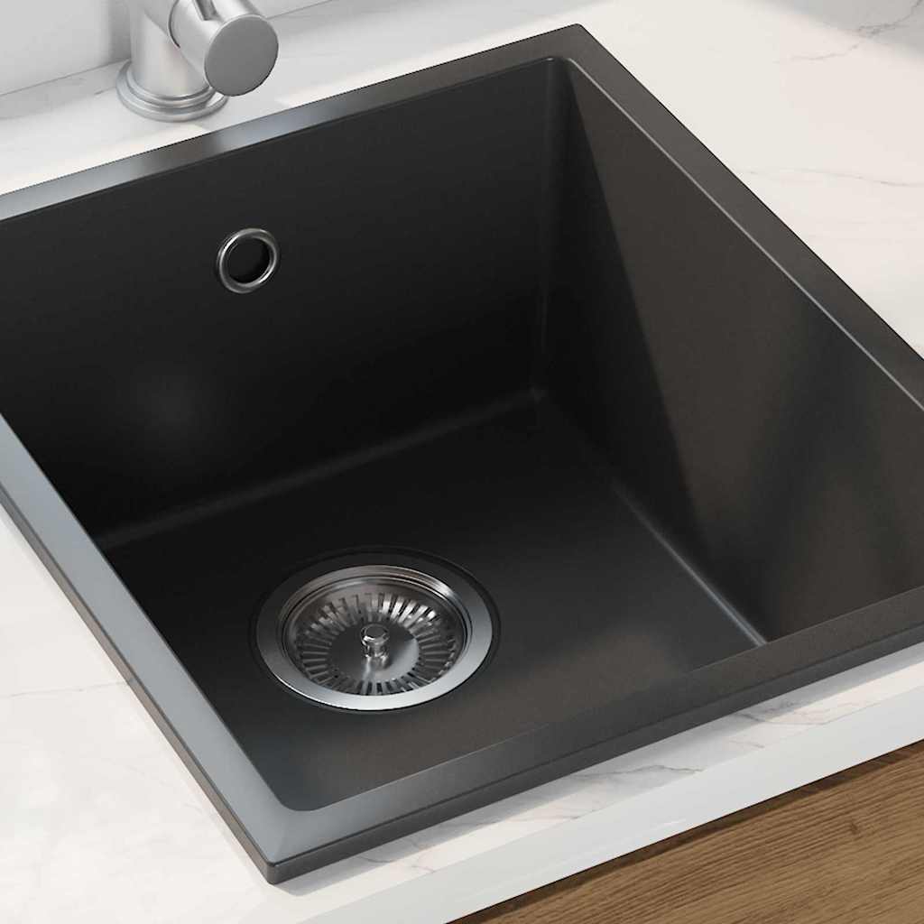 vidaXL Zlew kuchenny Czarny 38 x 44 x 20 cm Granit