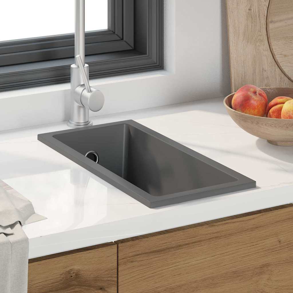 vidaXL Zlew kuchenny Szary 21 x 44 x 14 cm Granit