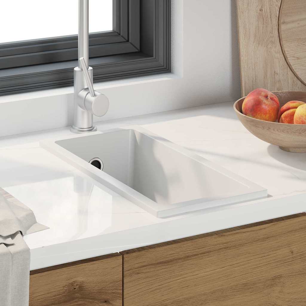 vidaXL Zlew kuchenny Biały 21 x 44 x 14 cm Granit