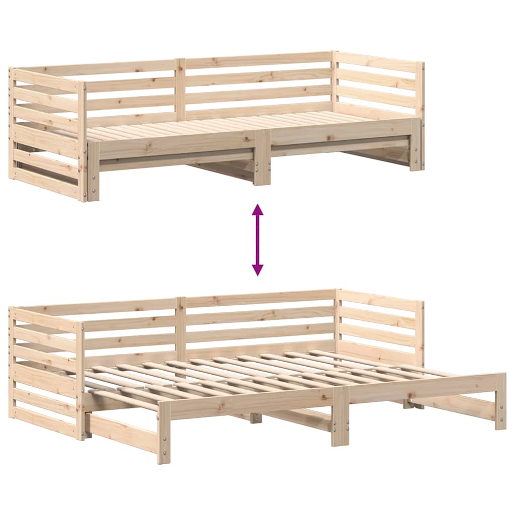 vidaXL Łóżko dzienne z wysuwanym łóżkiem bez materaca 80x200 cm
