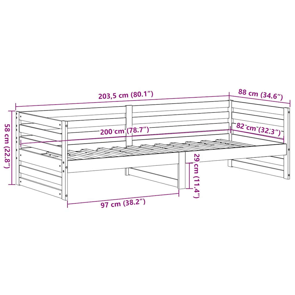 vidaXL Łóżko dzienne bez materaca 80x200 cm, lite drewno sosnowe