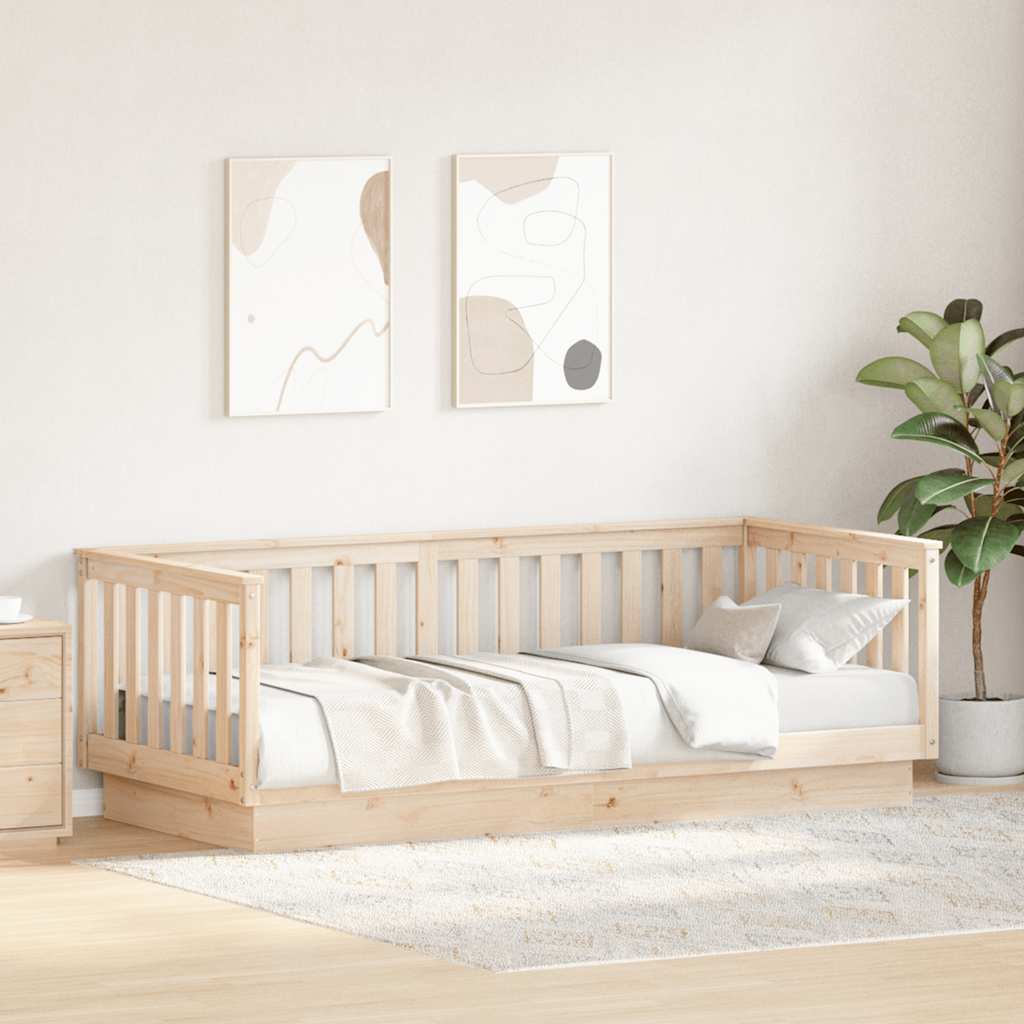 vidaXL Łóżko dzienne bez materaca 90x200 cm, lite drewno sosnowe
