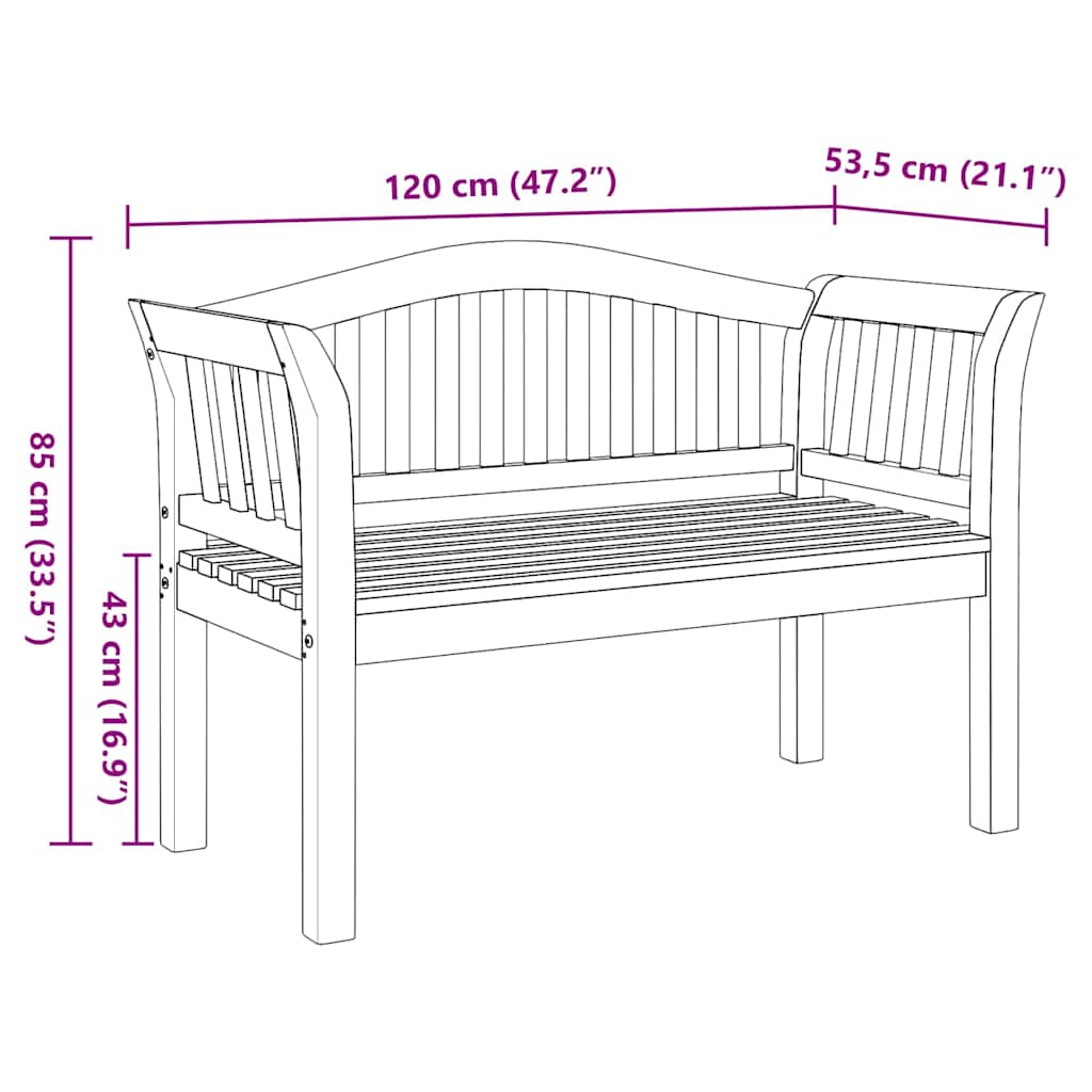 vidaXL ławka Brązowy 120 x 53,5 x 85 cm Lite drewno tekowe