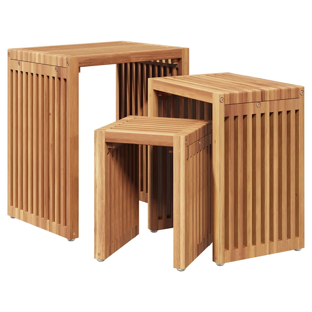 vidaXL Stół Ogrodowy 3 pcs Brązowy 33 x 44,5 x 51 cm