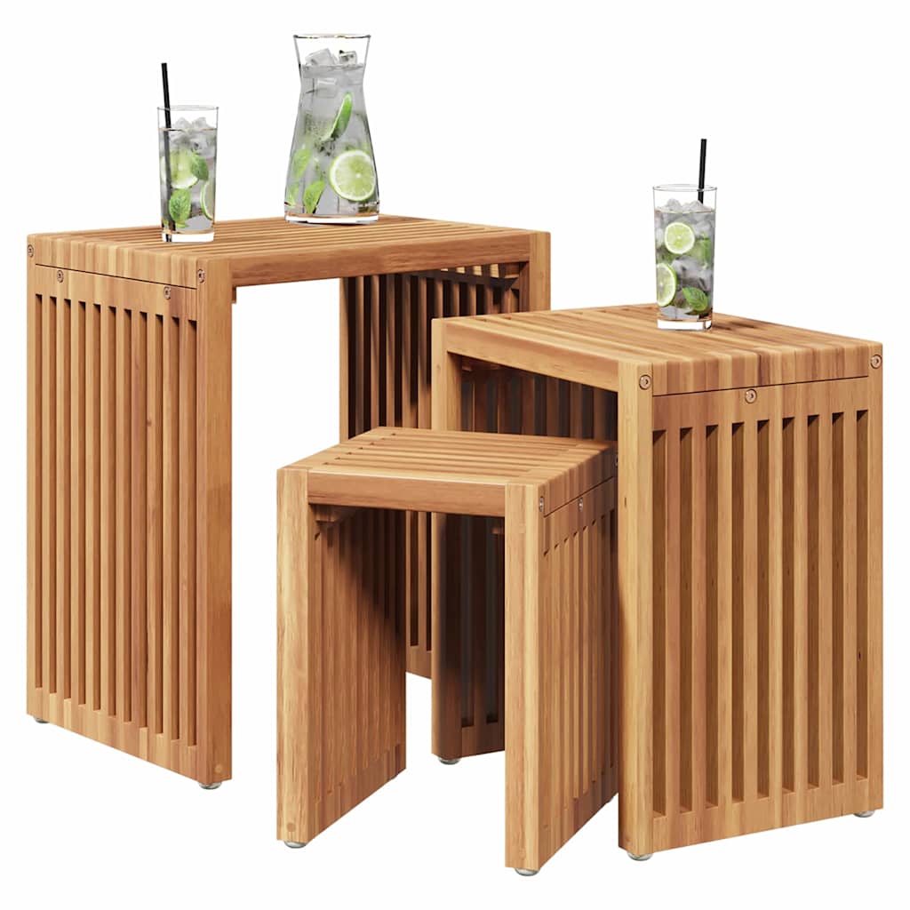 vidaXL Stół Ogrodowy 3 pcs Brązowy 33 x 44,5 x 51 cm