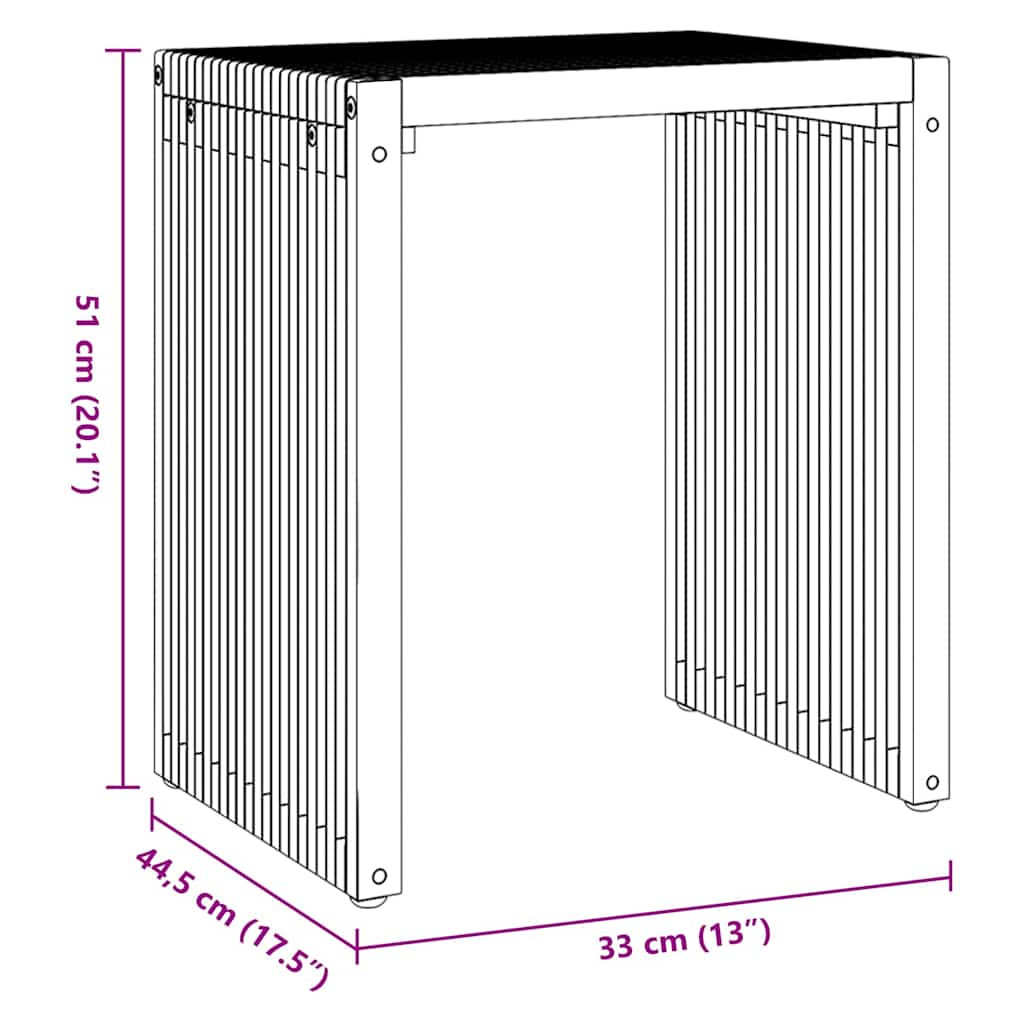vidaXL Stół Ogrodowy 3 pcs Brązowy 33 x 44,5 x 51 cm