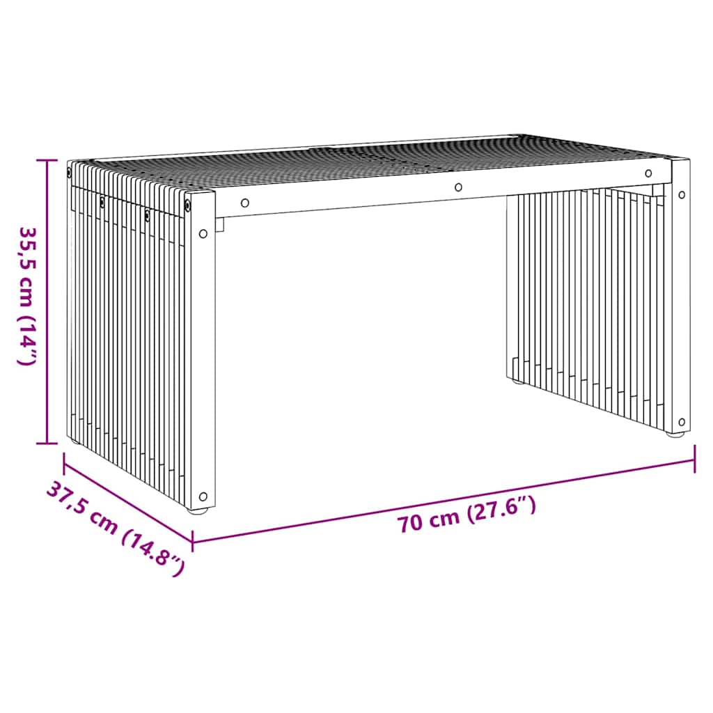 vidaXL Stół Ogrodowy Brązowy 70 x 37,5 x 35,5 cm Lite drewno teakowe
