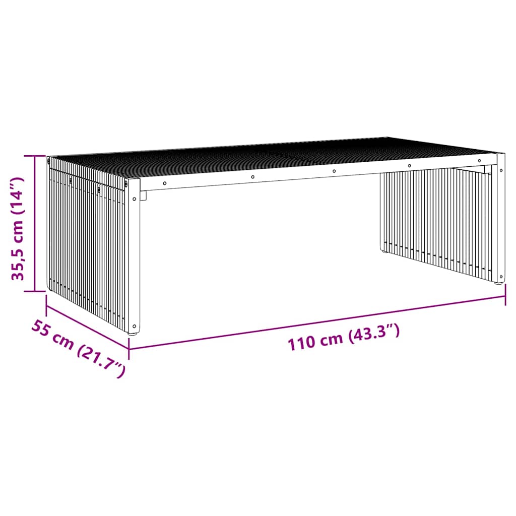 vidaXL Stół Ogrodowy Brązowy 110 x 55 x 35,5 cm Lite drewno teakowe