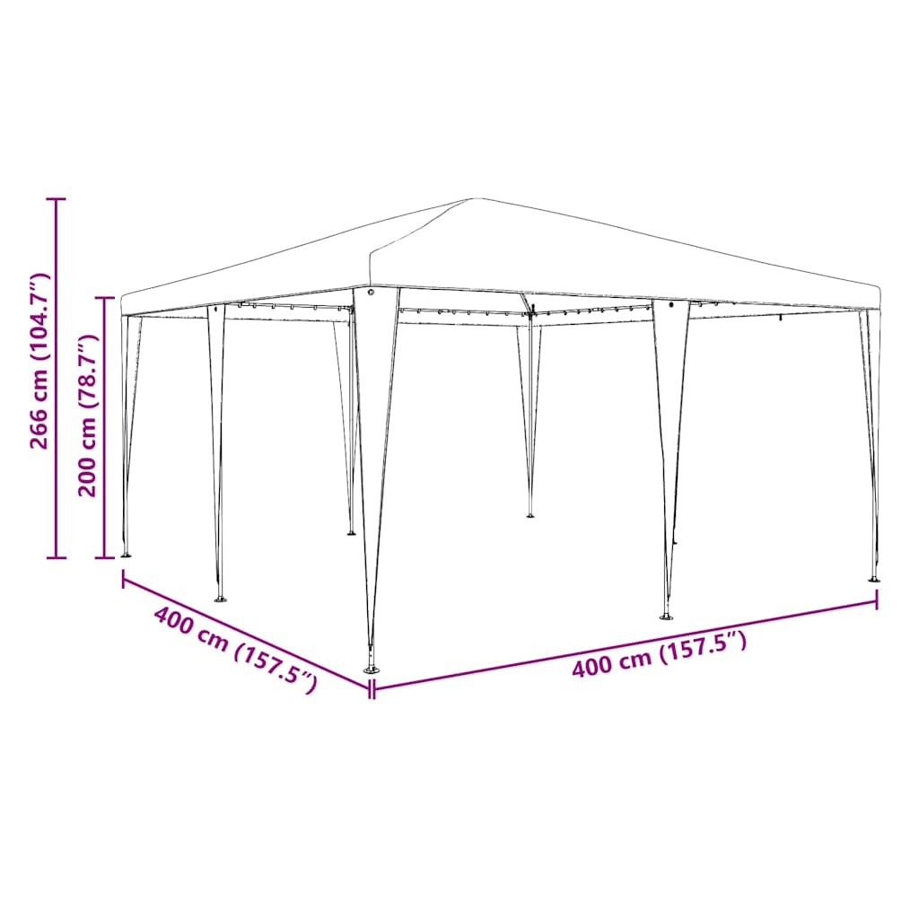 vidaXL Namiot Imprezowy Antracyt 400 x 400 x 266 cm Polietylen i Stal