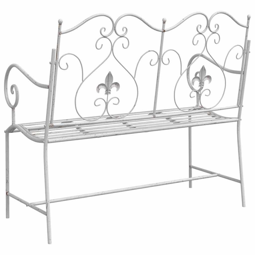 vidaXL Ławka ogrodowa Antyczna biel 104 x 54 x 93 cm Stal
