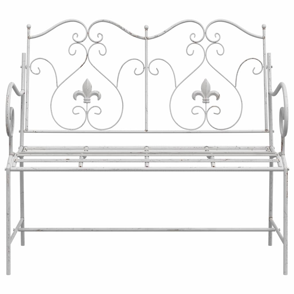 vidaXL Ławka ogrodowa Antyczna biel 104 x 54 x 93 cm Stal