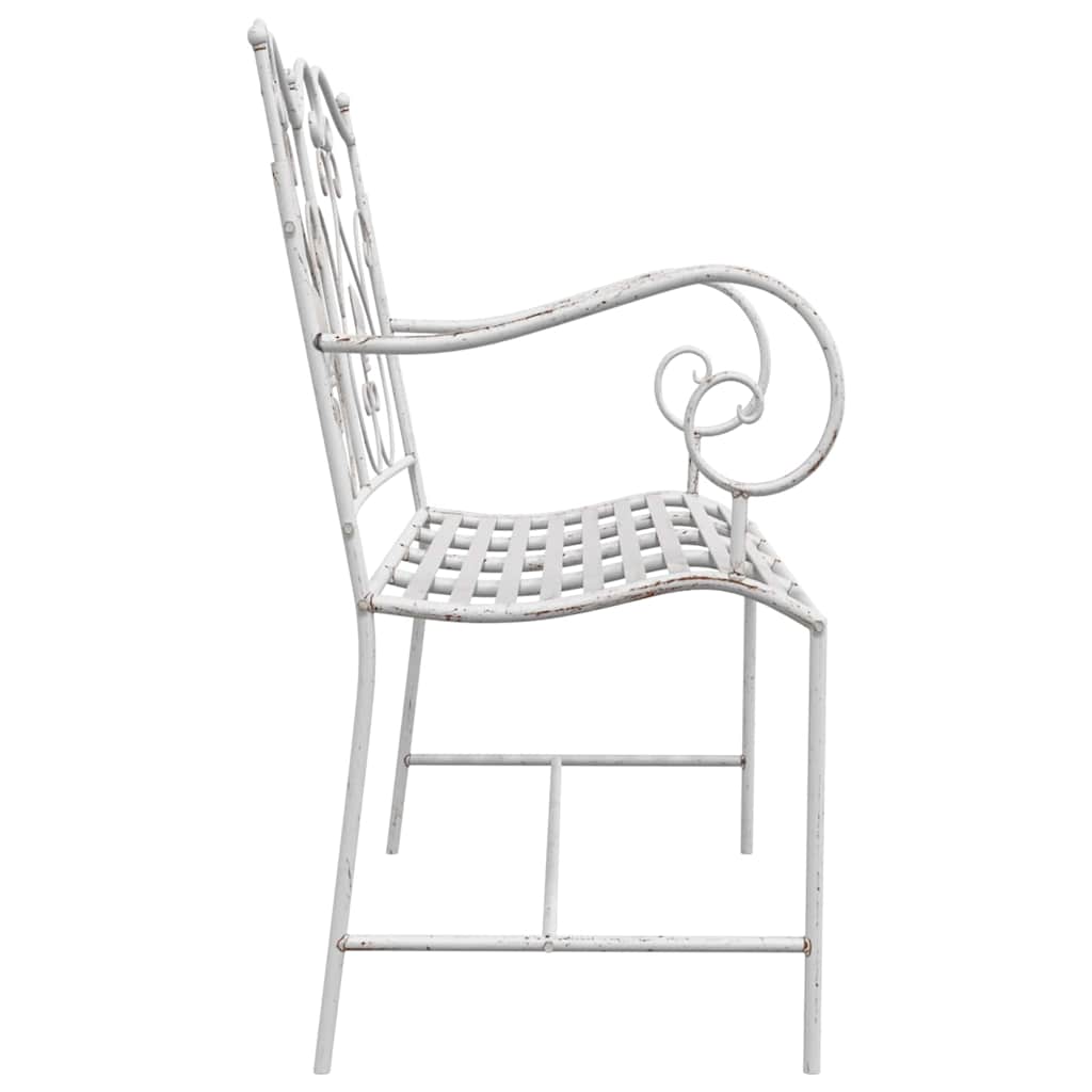 vidaXL Ławka ogrodowa Antyczna biel 104 x 54 x 93 cm Stal