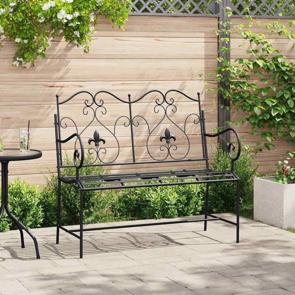 vidaXL Ławka ogrodowa Czarny 104 x 54 x 93 cm Stal