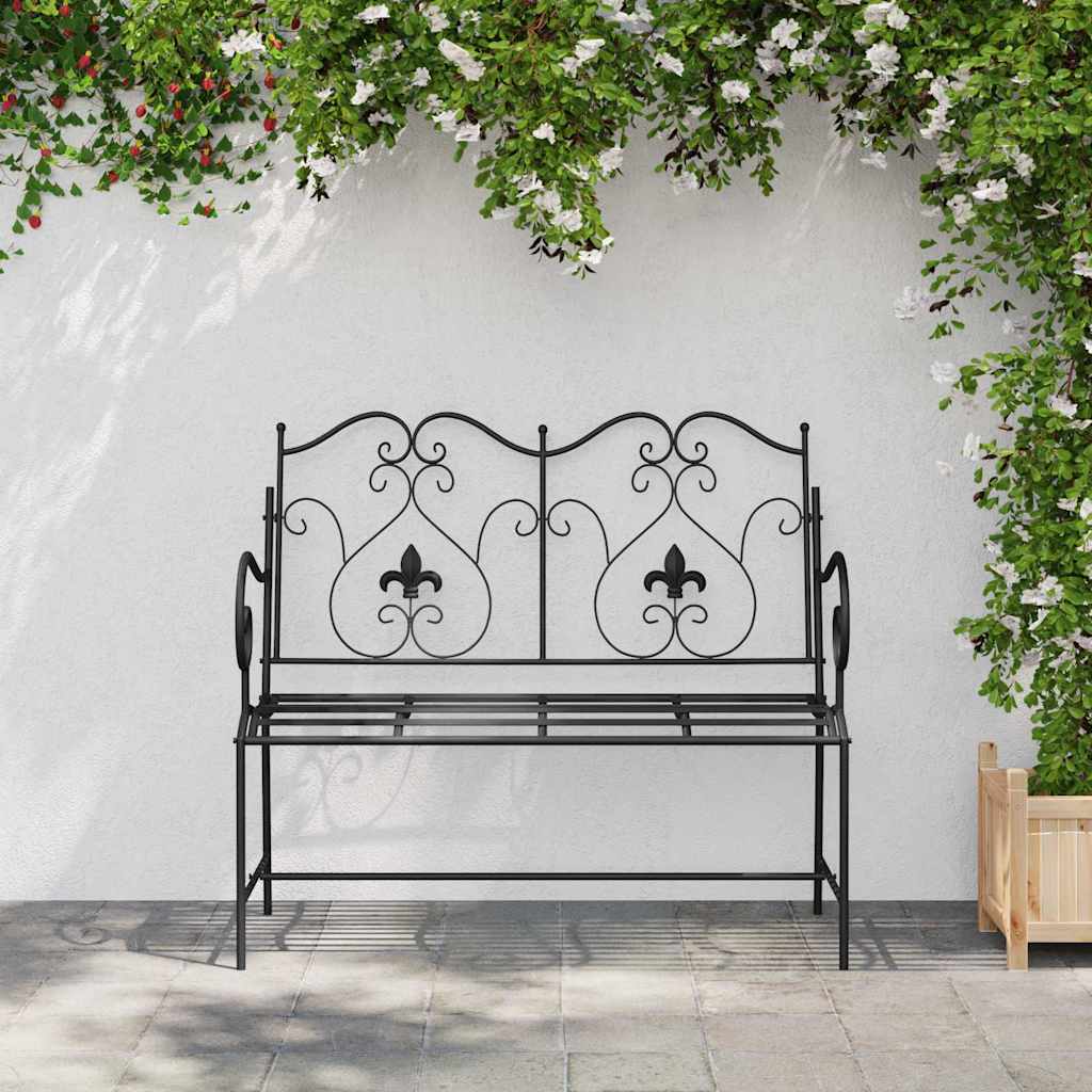 vidaXL Ławka ogrodowa Czarny 104 x 54 x 93 cm Stal