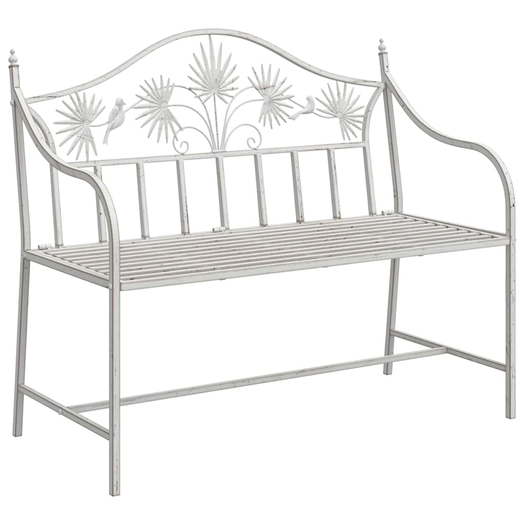 vidaXL Ławka ogrodowa Antyczna biel 104 x 52,5 x 89 cm Stal