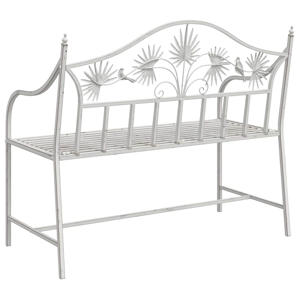 vidaXL Ławka ogrodowa Antyczna biel 104 x 52,5 x 89 cm Stal
