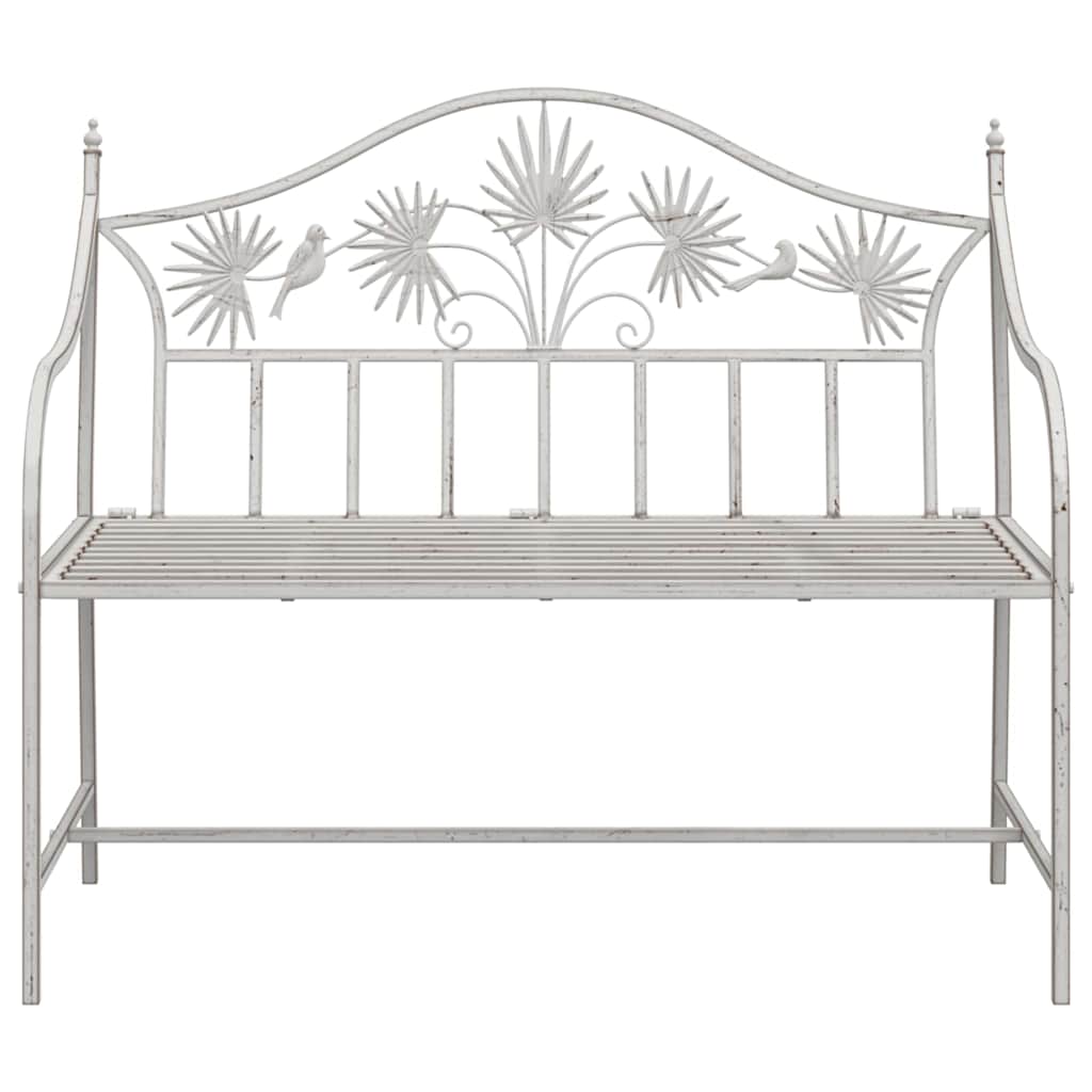 vidaXL Ławka ogrodowa Antyczna biel 104 x 52,5 x 89 cm Stal