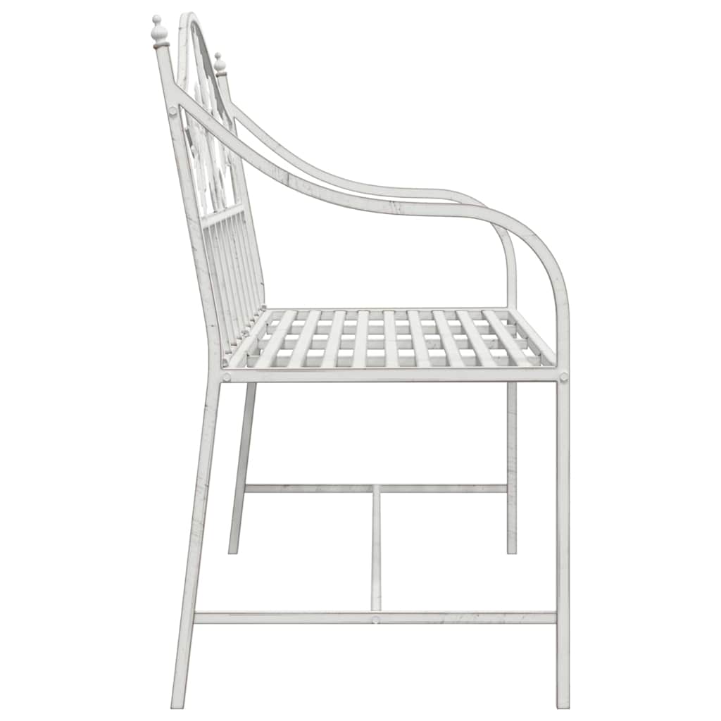 vidaXL Ławka ogrodowa Antyczna biel 104 x 52,5 x 89 cm Stal