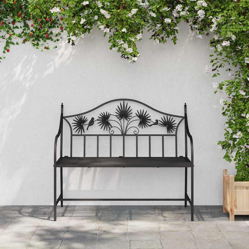 vidaXL Ławka ogrodowa Czarny 104 x 52,5 x 89 cm Stal