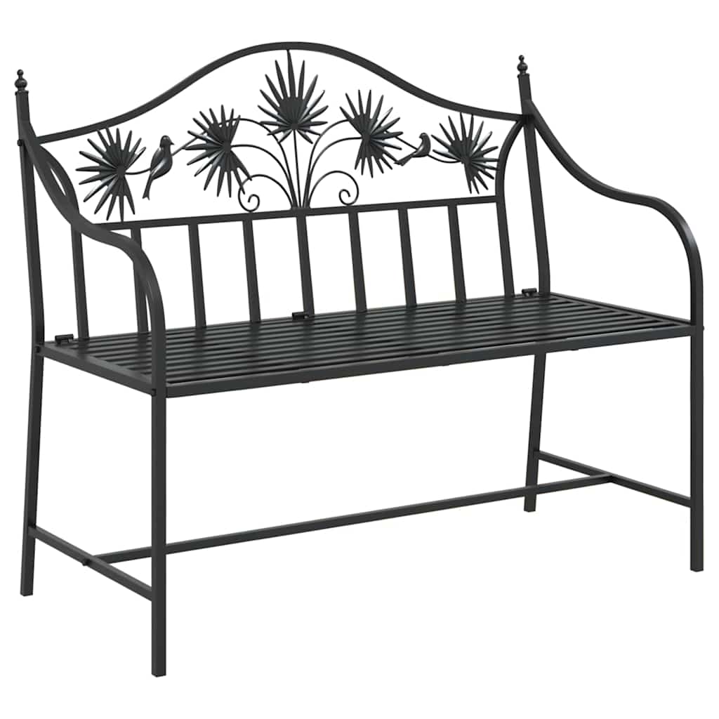 vidaXL Ławka ogrodowa Czarny 104 x 52,5 x 89 cm Stal