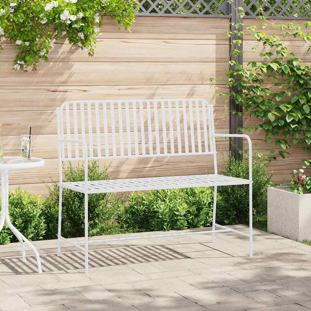 vidaXL Ławka ogrodowa Czysta Biała 103,5 x 51,5 x 90 cm Stal