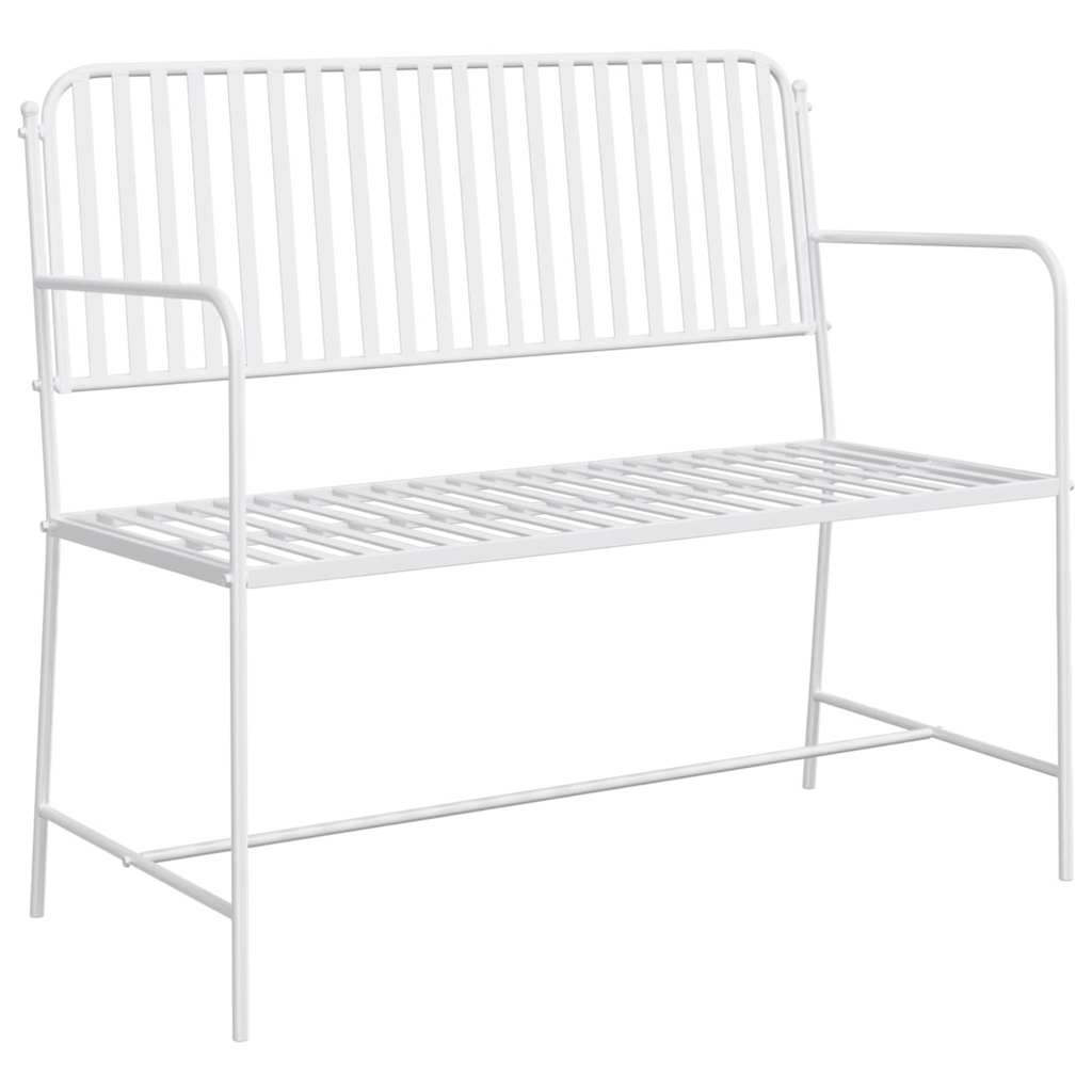 vidaXL Ławka ogrodowa Czysta Biała 103,5 x 51,5 x 90 cm Stal