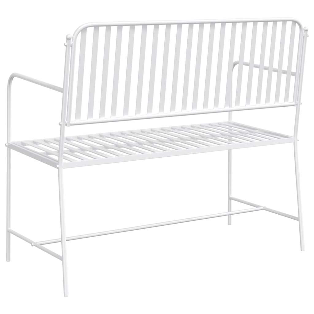 vidaXL Ławka ogrodowa Czysta Biała 103,5 x 51,5 x 90 cm Stal