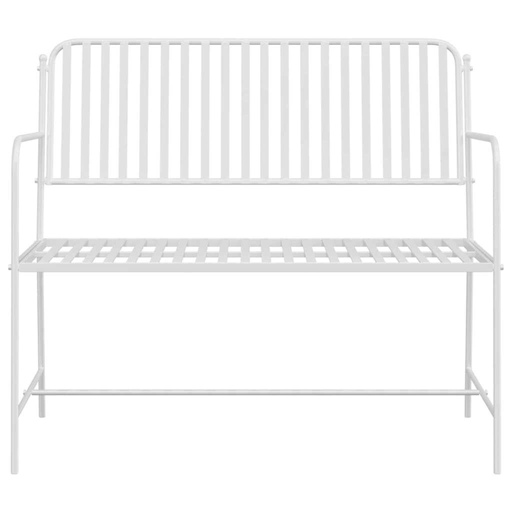 vidaXL Ławka ogrodowa Czysta Biała 103,5 x 51,5 x 90 cm Stal