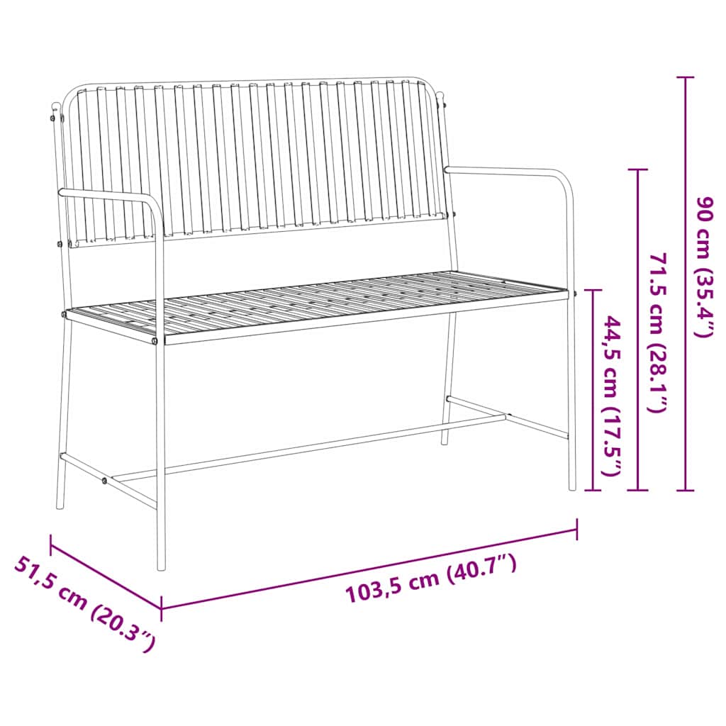 vidaXL Ławka ogrodowa Czysta Biała 103,5 x 51,5 x 90 cm Stal