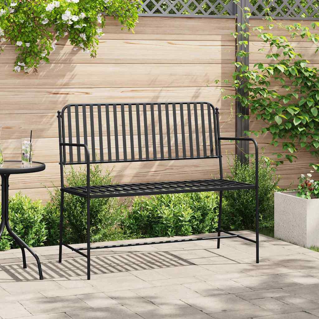 vidaXL Ławka ogrodowa Czarny 103,5 x 51,5 x 90 cm Stal