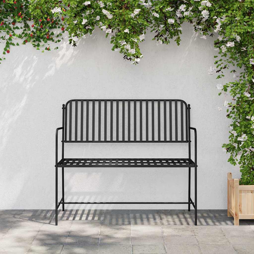 vidaXL Ławka ogrodowa Czarny 103,5 x 51,5 x 90 cm Stal
