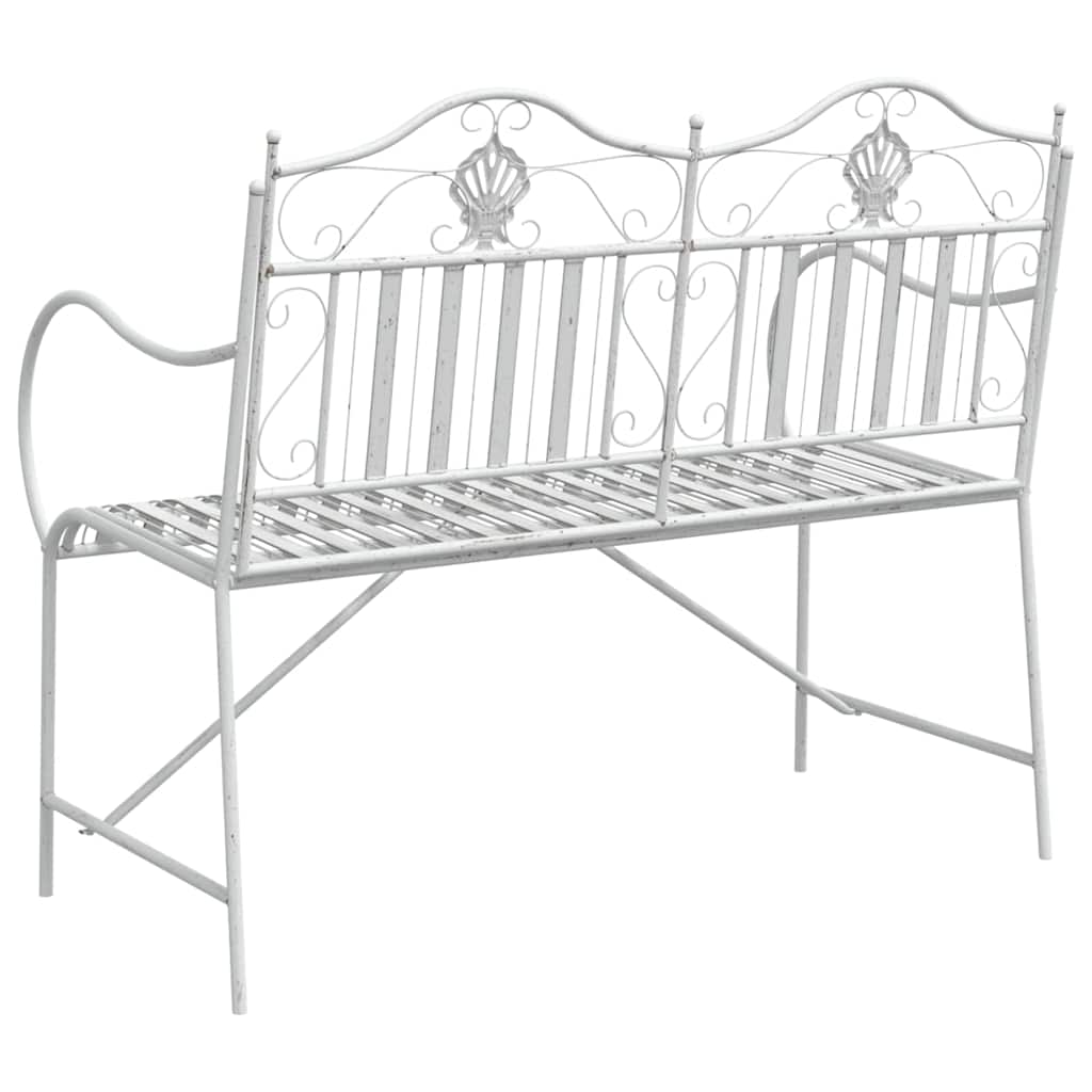 vidaXL Ławka ogrodowa Antyczna biel 103,5 x 59 x 89 cm Stal