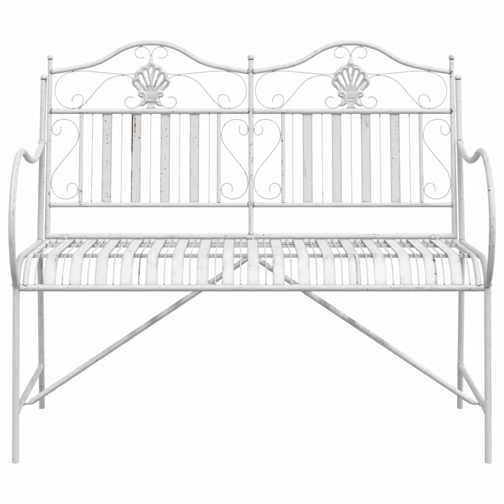 vidaXL Ławka ogrodowa Antyczna biel 103,5 x 59 x 89 cm Stal