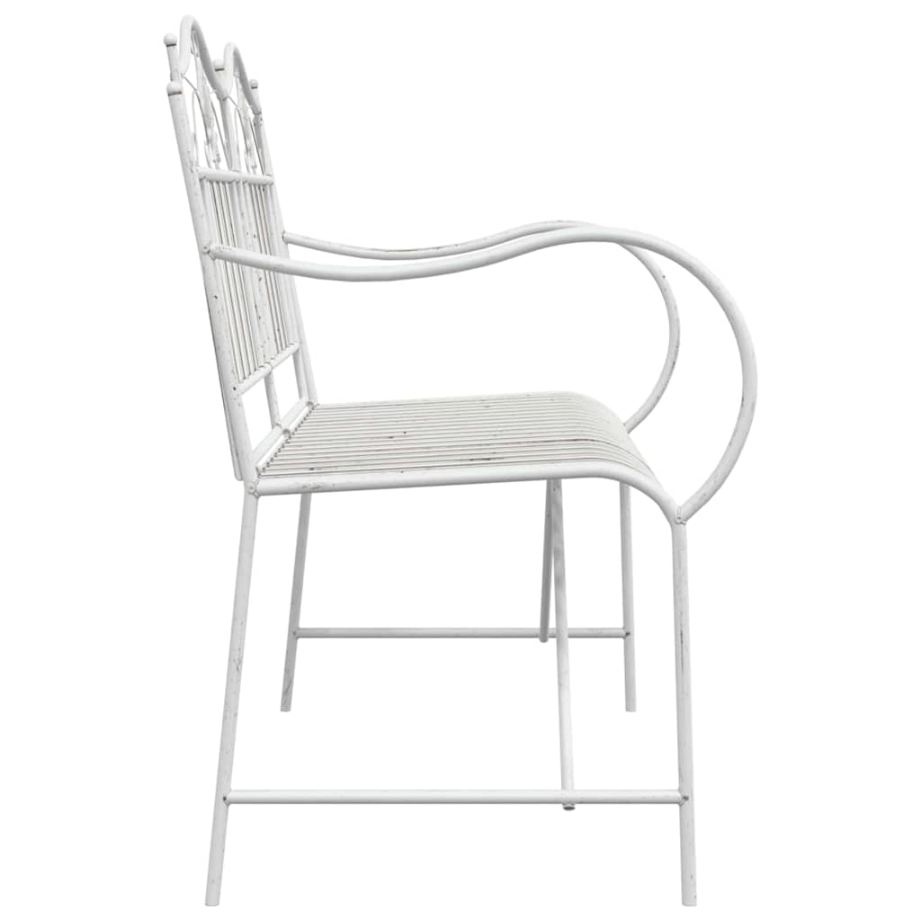 vidaXL Ławka ogrodowa Antyczna biel 103,5 x 59 x 89 cm Stal