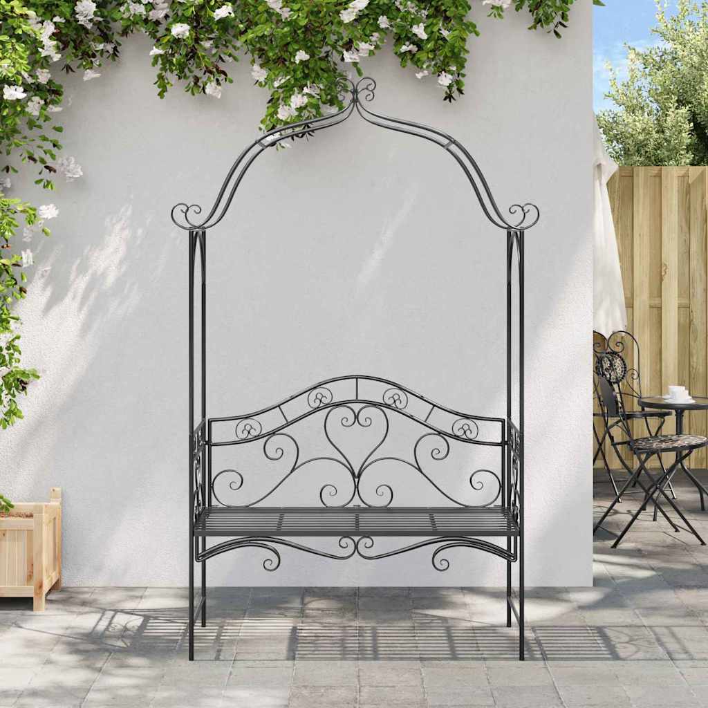 vidaXL Ławka ogrodowa Czarny 121 x 48 x 200 cm Stal