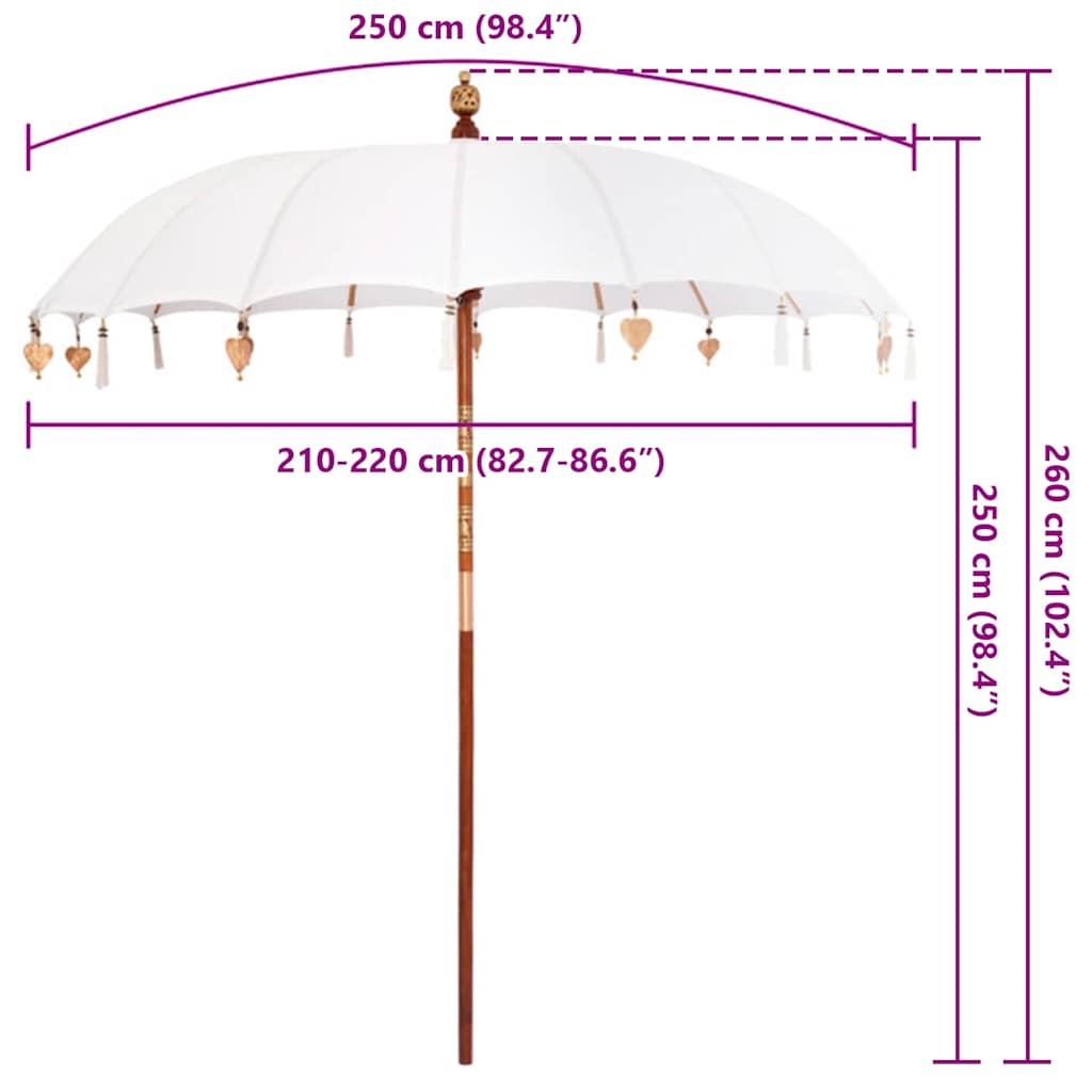 vidaXL Baliński Parasol Kremowy 220 x 220 x 260 cm