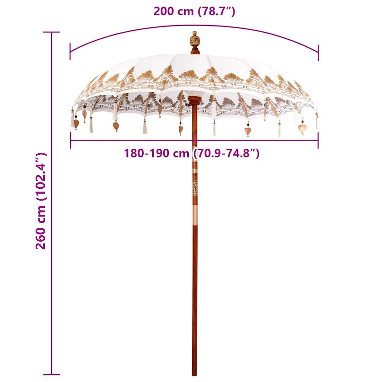 vidaXL Baliński Parasol Kremowy 185 x 185 x 260 cm