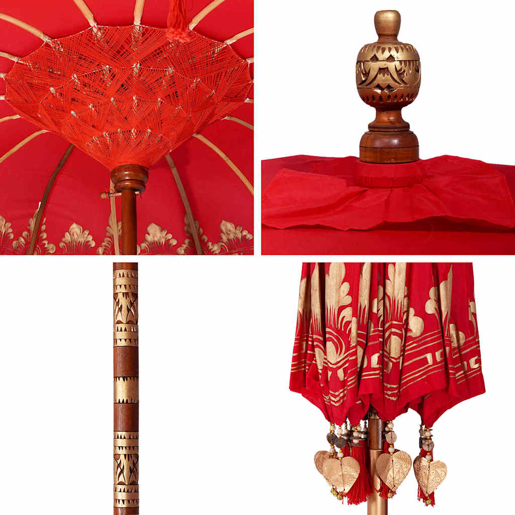 vidaXL Baliński Parasol Czerwony 185 x 185 x 260 cm