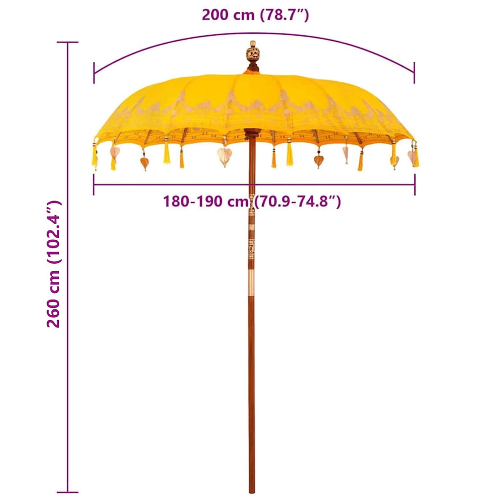 vidaXL Baliński Parasol Żółty 185 x 185 x 260 cm